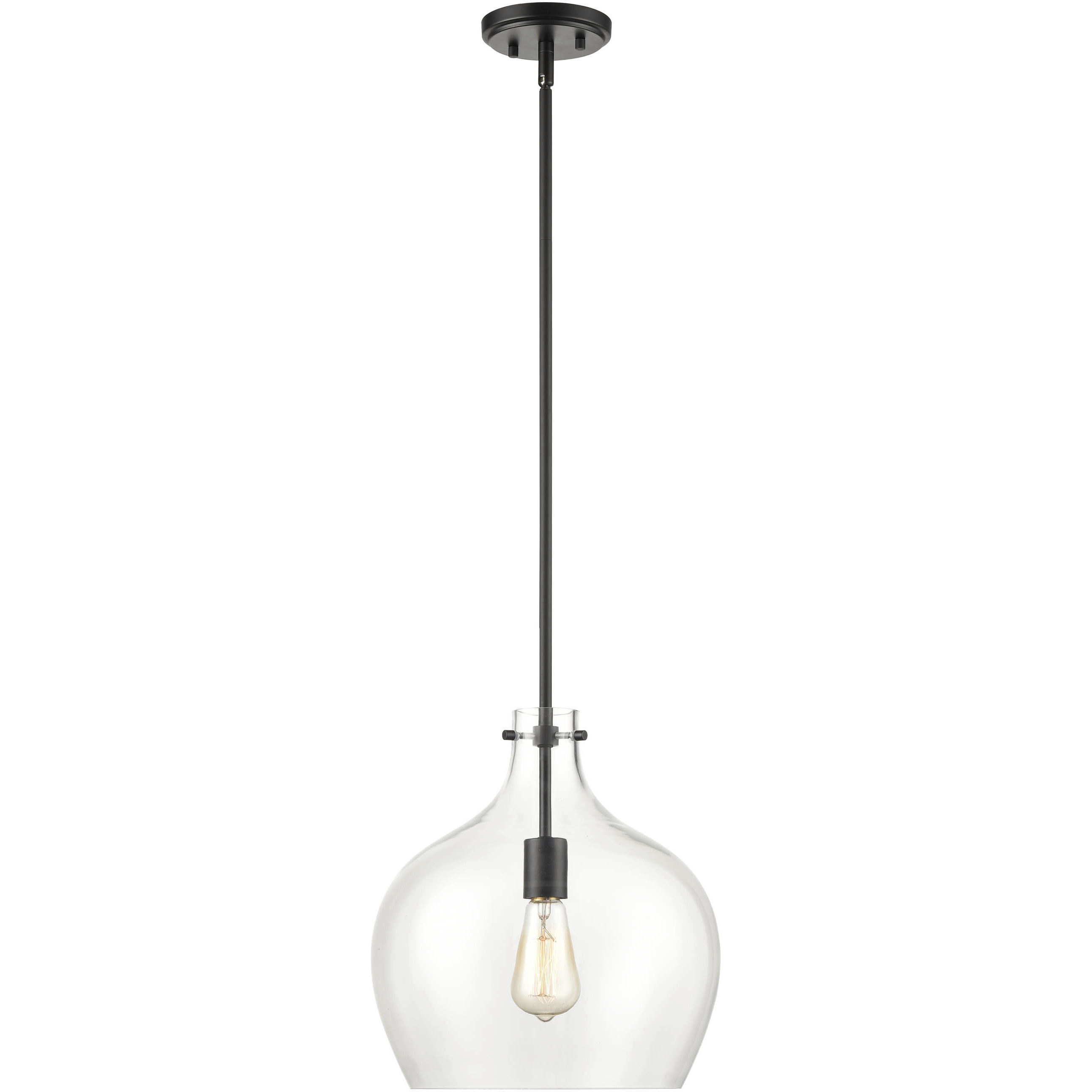 None 1 Light 13 inch Matte Black Pendant Ceiling Light